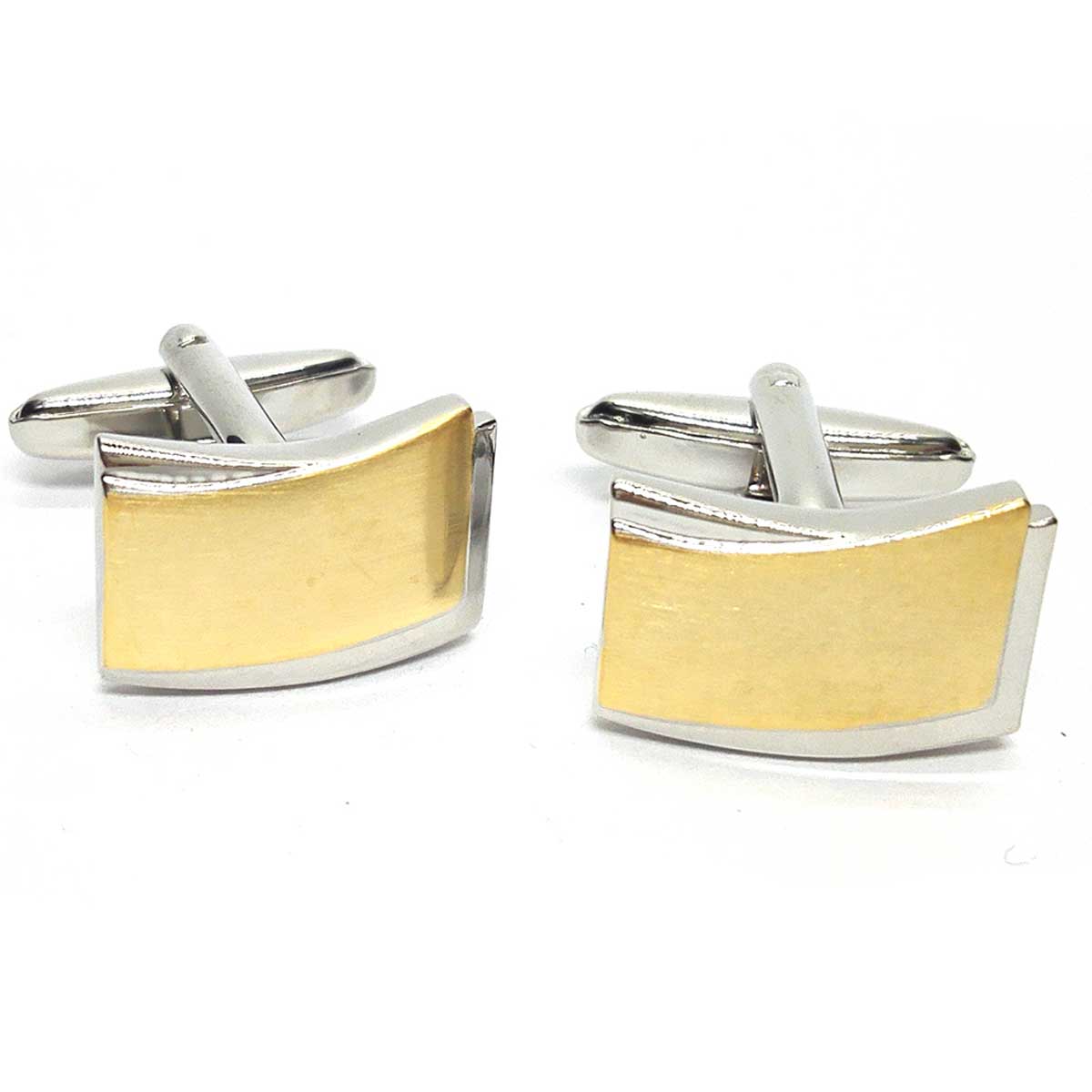 Two Tone Brushed Classic Cufflinks - Silver & Gold