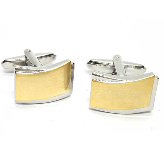 Two Tone Brushed Classic Cufflinks - Silver & Gold