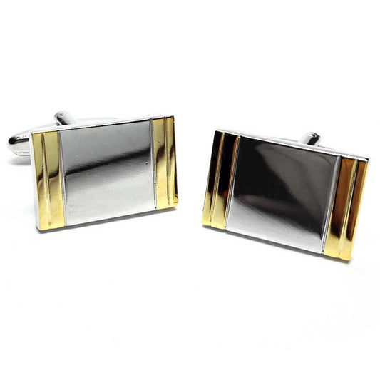 Two Tone Rectangular Classic Cufflinks - Silver & Gold