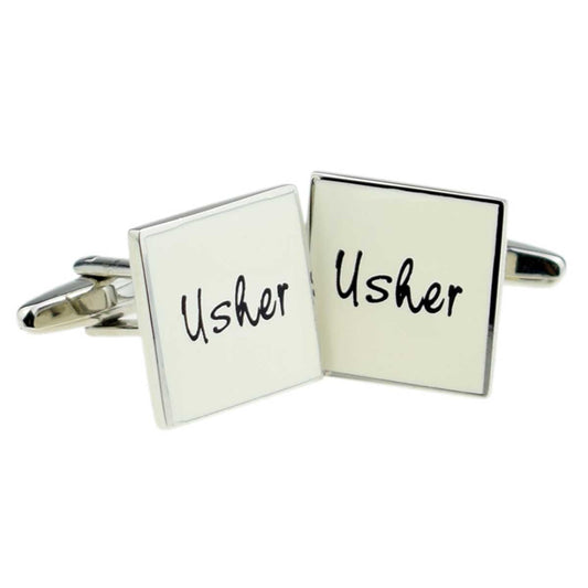 Usher Square Cufflinks - White & Silver