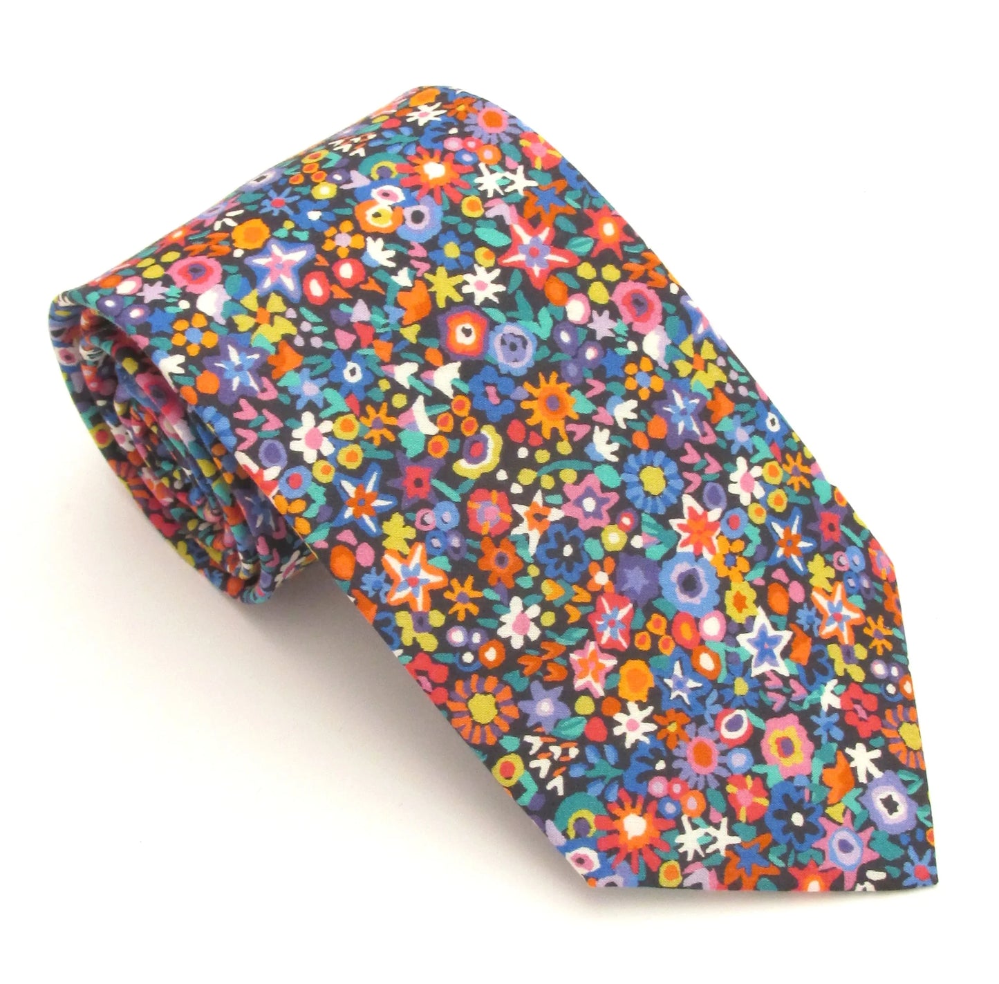 VAN BUCK Liberty Print Cotton Tie & Pocket Square - Dazzle