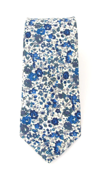 VAN BUCK Liberty Print Cotton Tie & Pocket Square - Emma & Georgina Blue