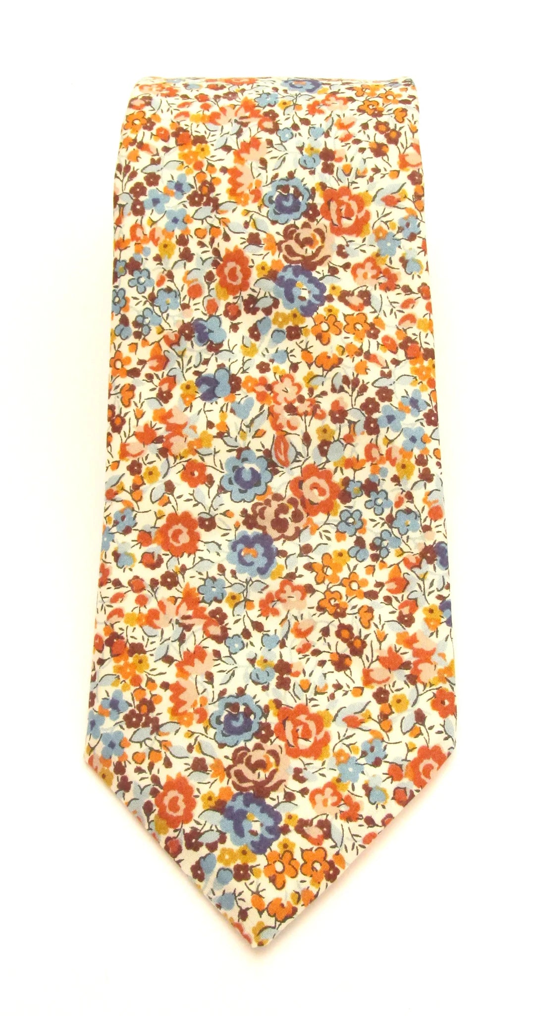 VAN BUCK Liberty Print Cotton Tie & Pocket Square - Emma & Georgina Orange