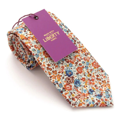 VAN BUCK Liberty Print Cotton Tie & Pocket Square - Emma & Georgina Orange