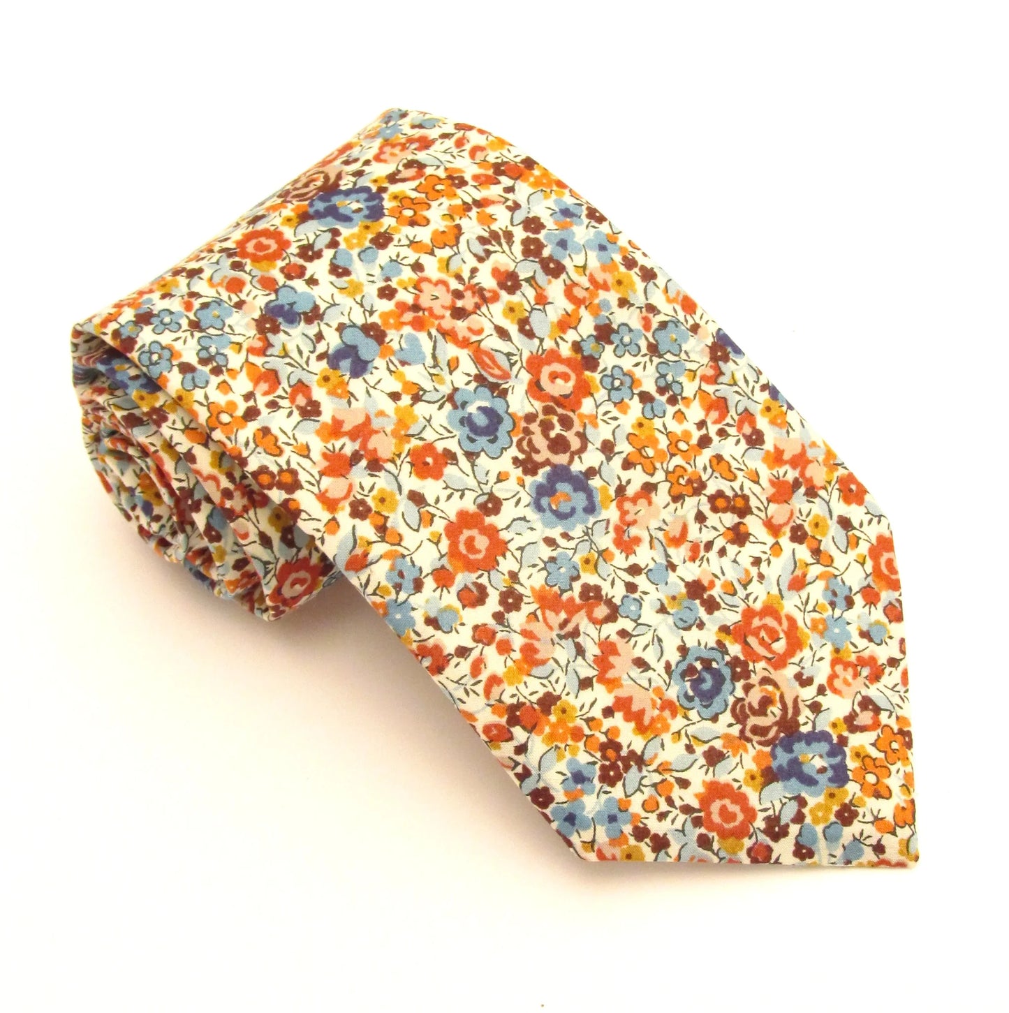 VAN BUCK Liberty Print Cotton Tie & Pocket Square - Emma & Georgina Orange