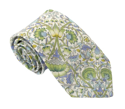 VAN BUCK Liberty Print Cotton Tie - Lodden Olive