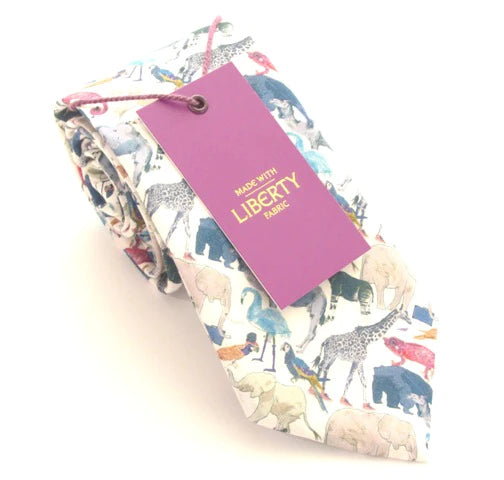 VAN BUCK Liberty Print Cotton Tie - Queue For The Zoo