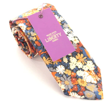 VAN BUCK Liberty Print Cotton Pocket Square - Thorpe Orange