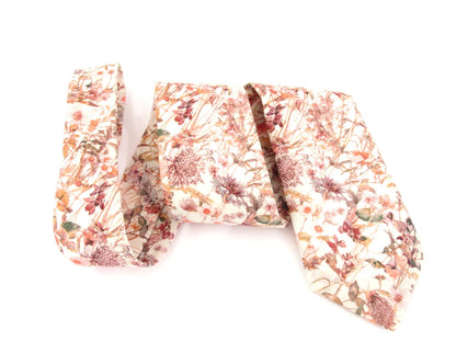 VAN BUCK Liberty Print Cotton Tie & Pocket Square - Wild Flowers Pink