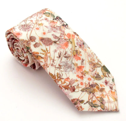 VAN BUCK Liberty Print Cotton Tie & Pocket Square - Wild Flowers Pink