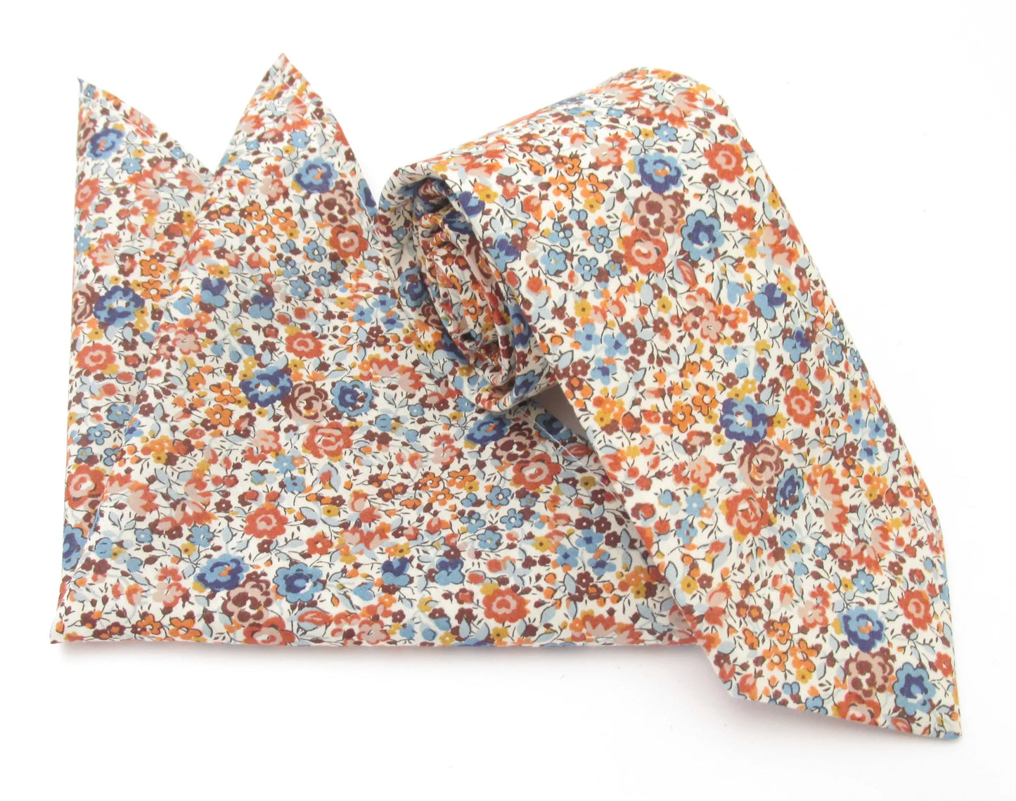 VAN BUCK Liberty Print Cotton Tie & Pocket Square - Emma & Georgina Orange