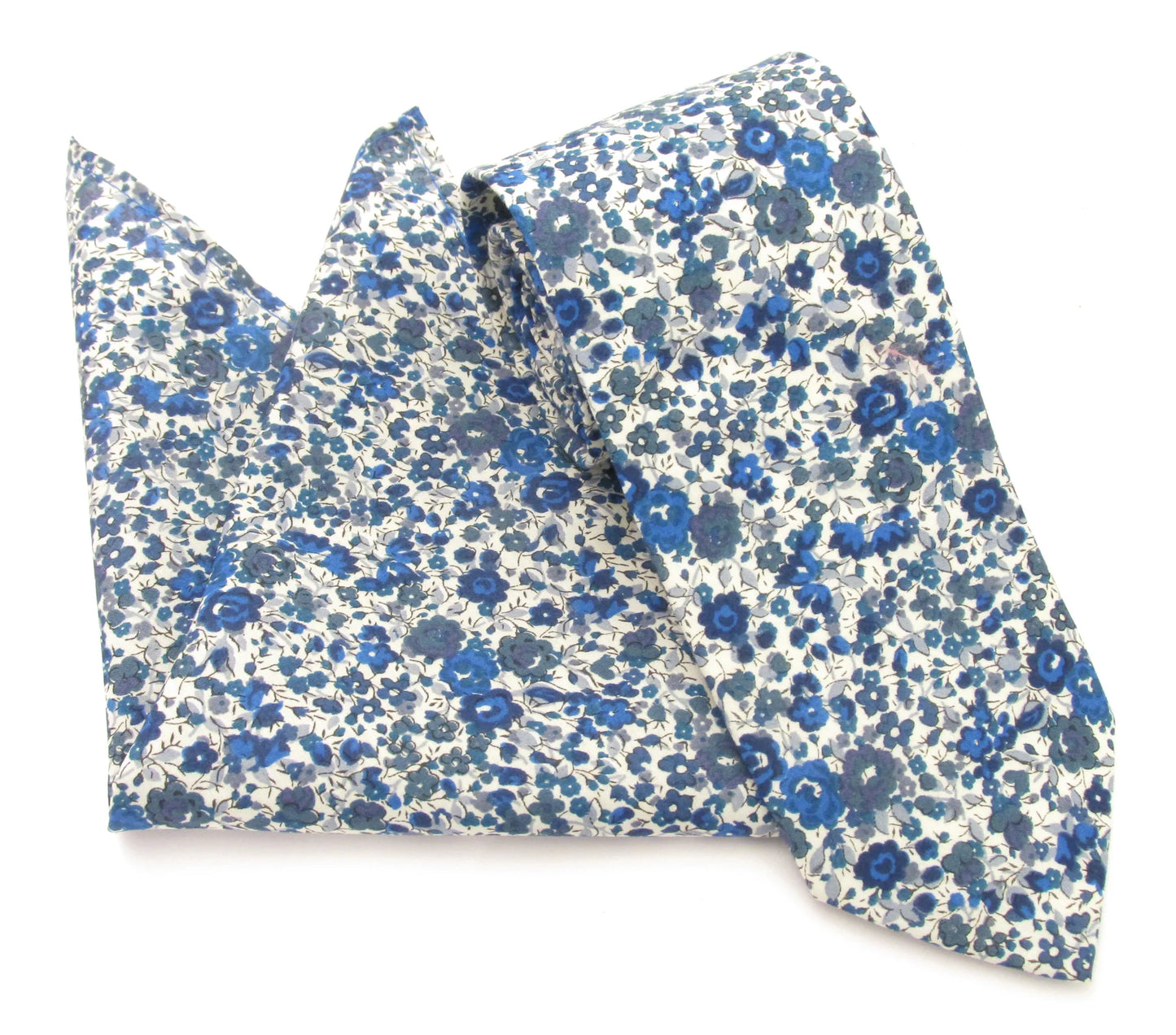 VAN BUCK Liberty Print Cotton Tie & Pocket Square - Emma & Georgina Blue