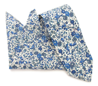 VAN BUCK Liberty Print Cotton Tie & Pocket Square - Emma & Georgina Blue