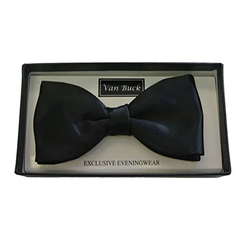 VAN BUCK Ready Tied Satin Bow Tie - Black