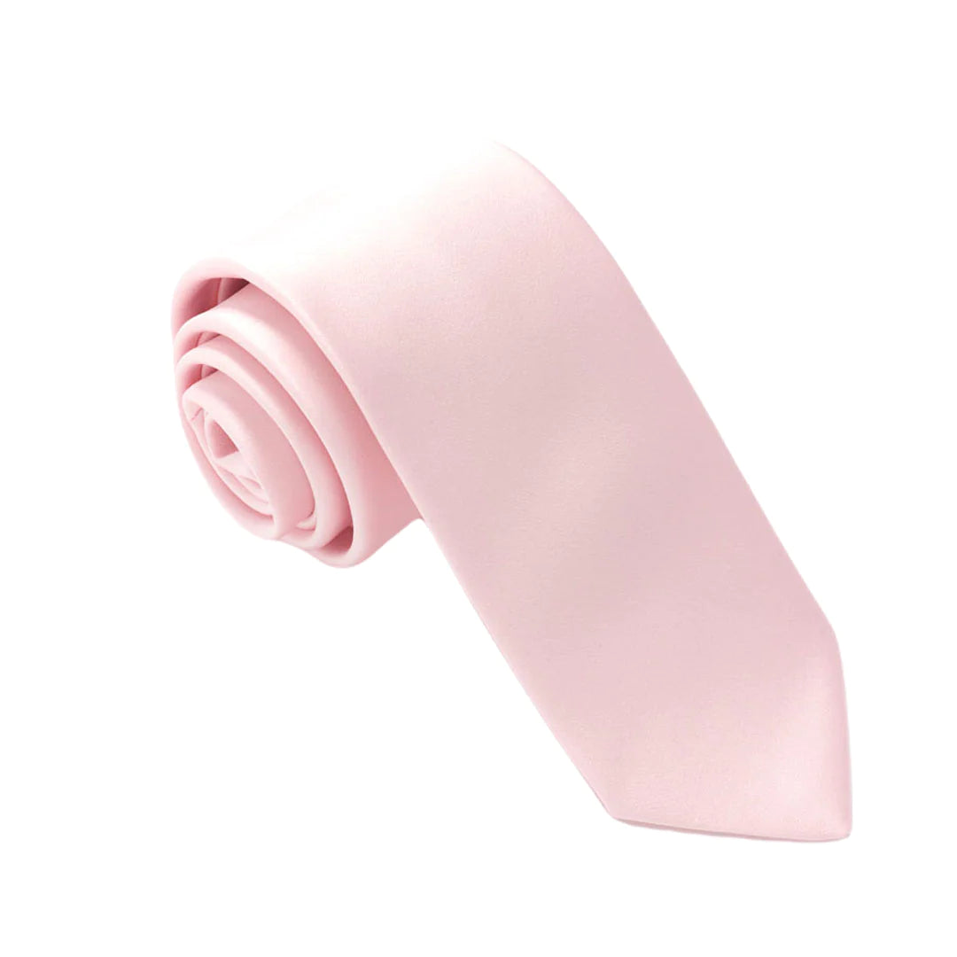 VAN BUCK Satin Wedding Tie & Pocket Square - Pink