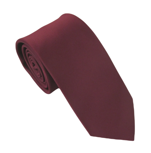 VAN BUCK Satin Wedding Tie & Pocket Square - Burgundy Wine