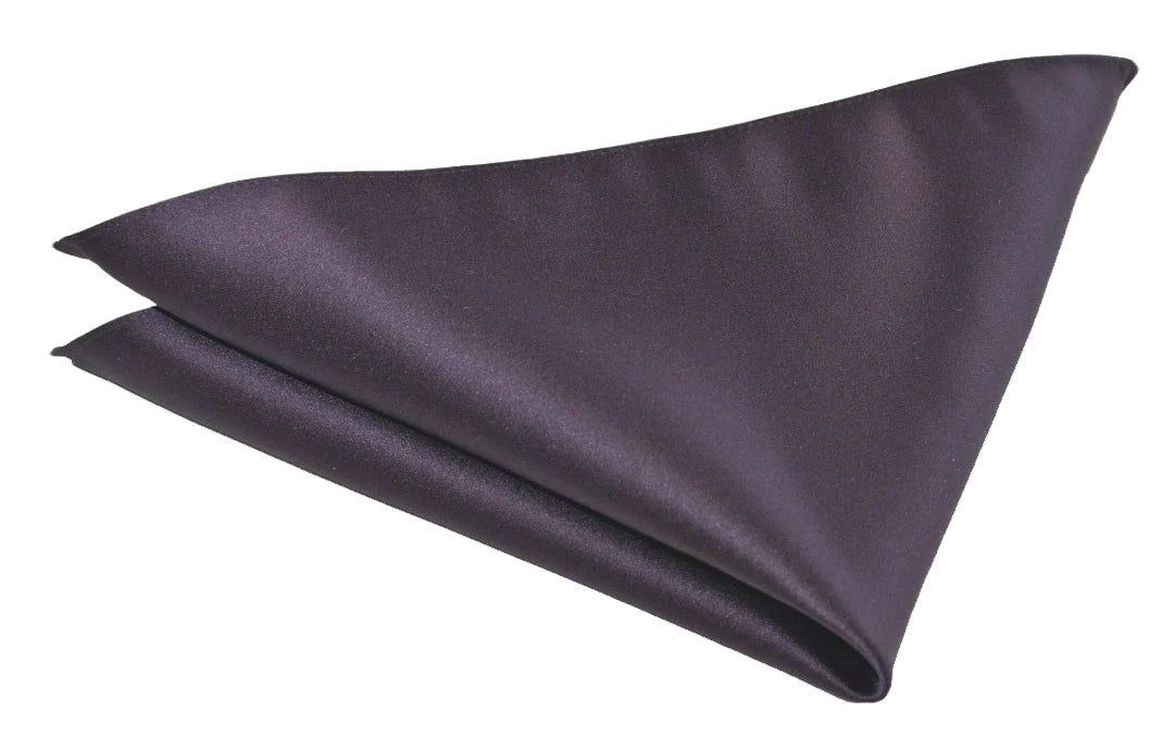 VAN BUCK Satin Wedding Tie & Pocket Square- Dark Purple