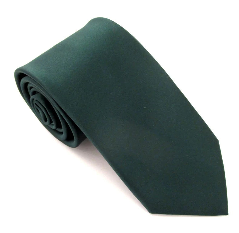 VAN BUCK Satin Wedding Tie & Pocket Square - Forest Green