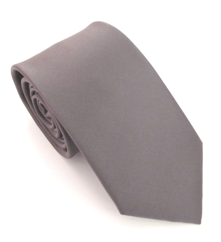 VAN BUCK Satin Wedding Tie & Pocket Square - Gunmetal