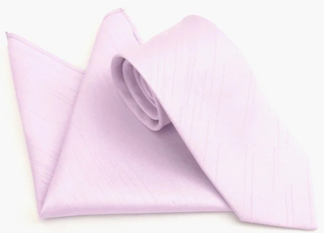 VAN BUCK Slub Wedding Tie & Pocket Square - Lilac Slub