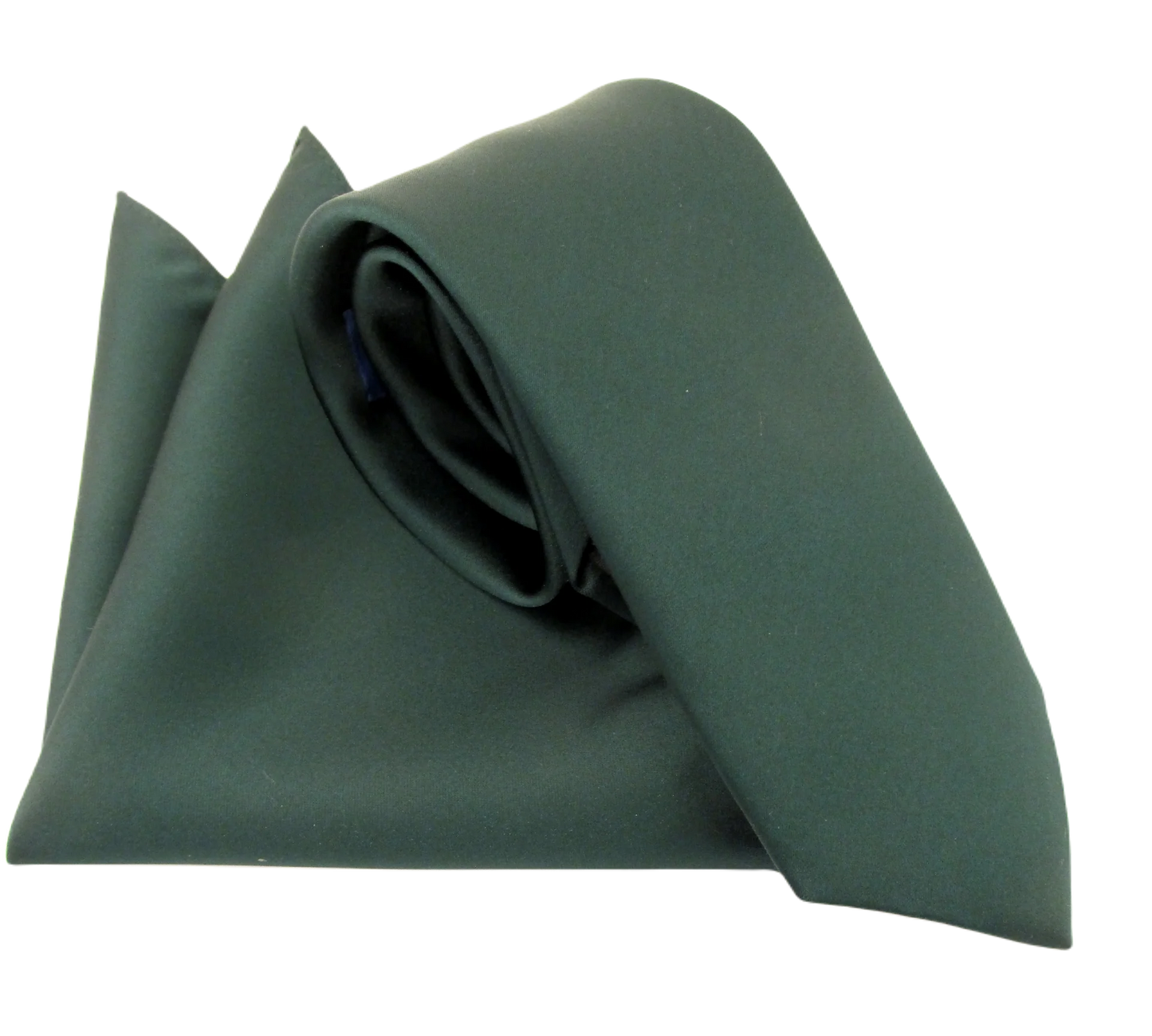 VAN BUCK Satin Wedding Tie & Pocket Square - Forest Green