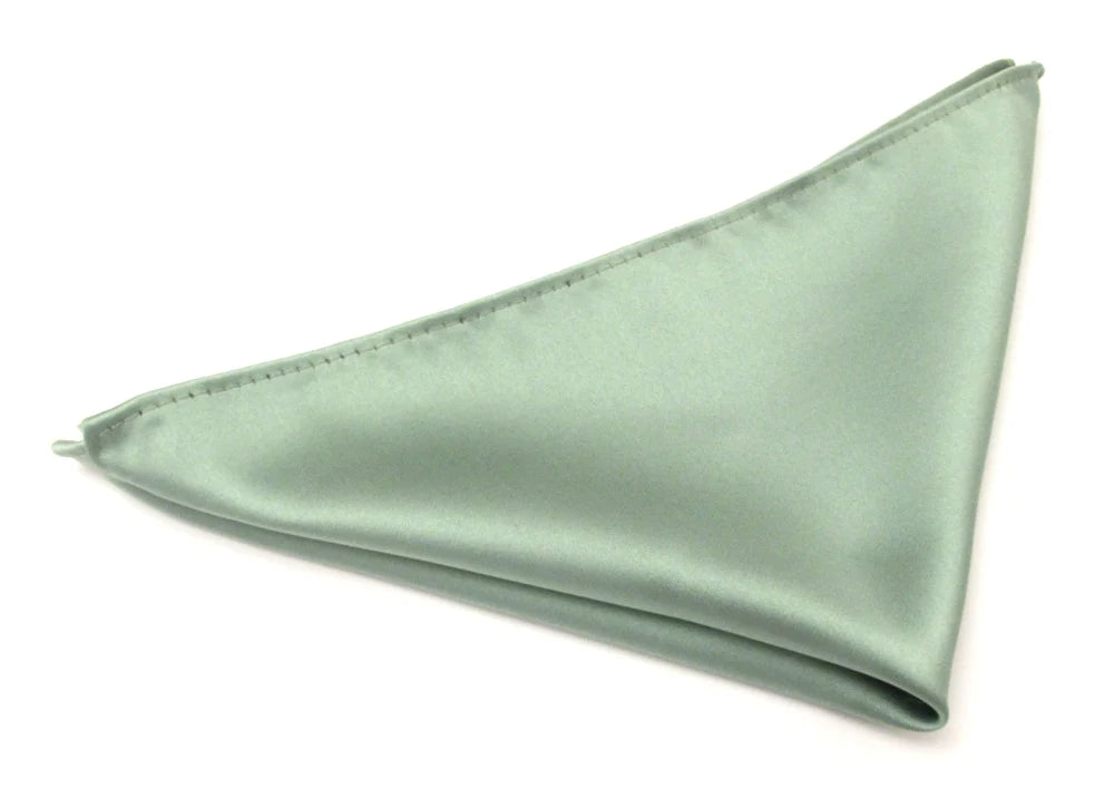 VAN BUCK Satin Wedding Tie & Pocket Square - Sage Green