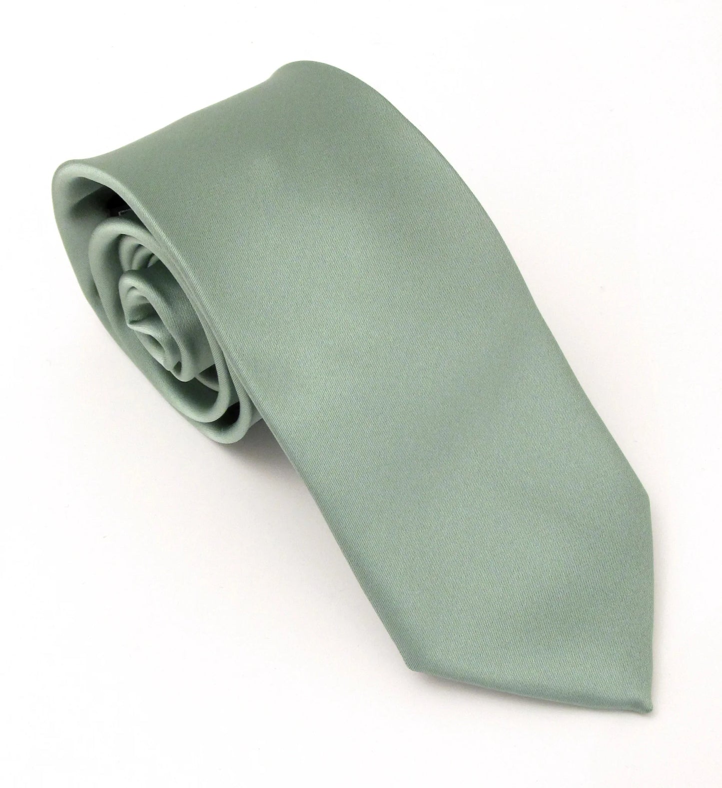 VAN BUCK Satin Wedding Tie & Pocket Square - Sage Green