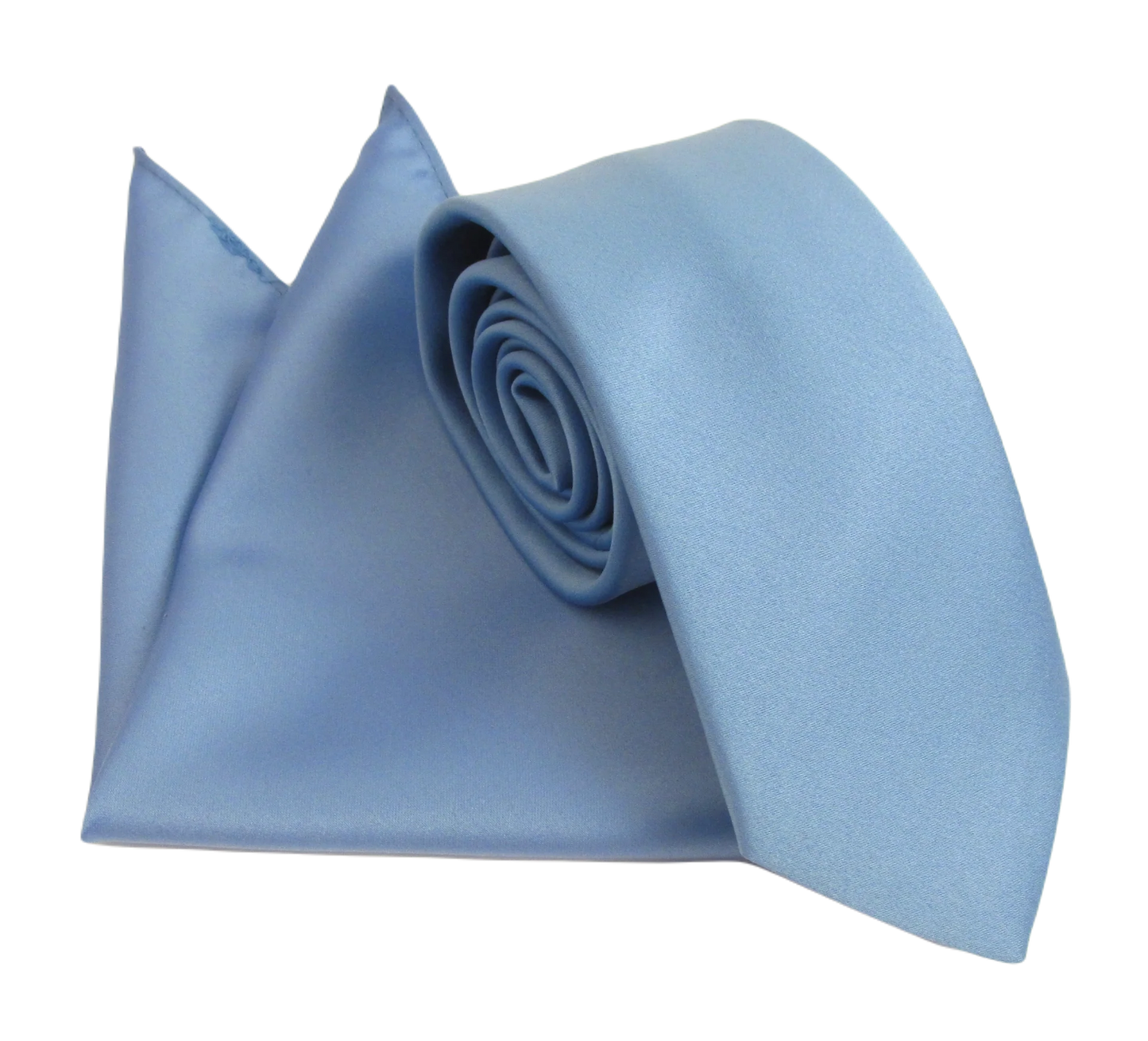 VAN BUCK Satin Wedding Tie & Pocket Square - Cornflower Blue