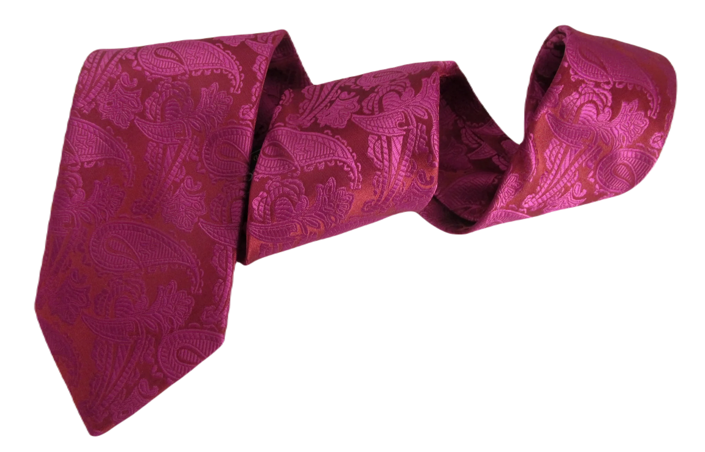 VAN BUCK Wedding Tie & Pocket Square - Cerise Plum Paisley