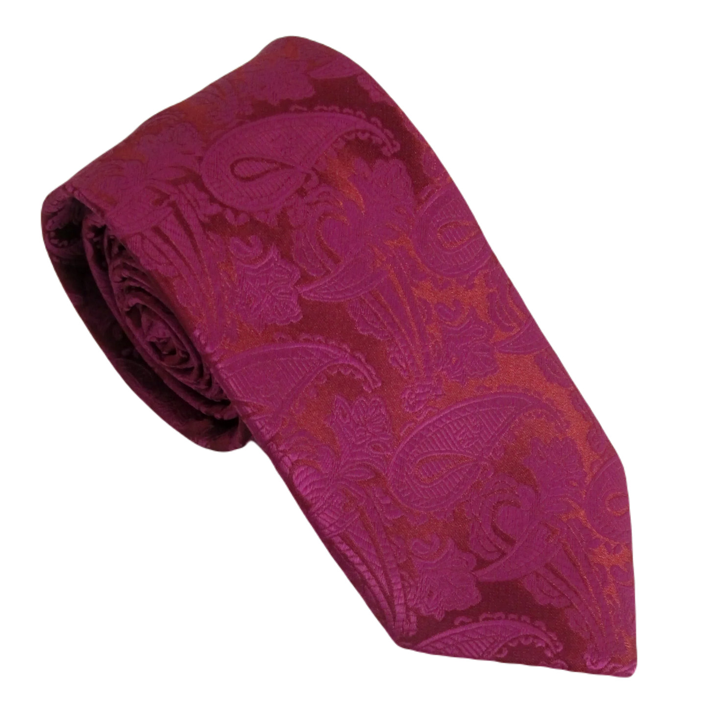 VAN BUCK Wedding Tie & Pocket Square - Cerise Plum Paisley