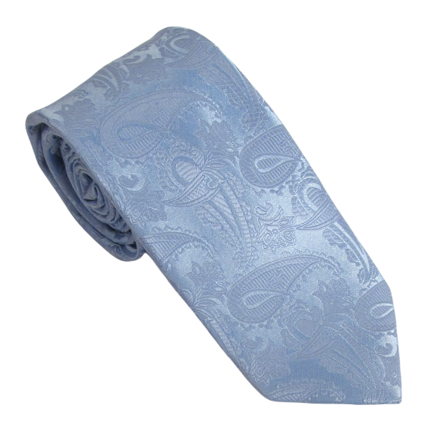 VAN BUCK Wedding Tie & Pocket Square - Sky Blue Paisley