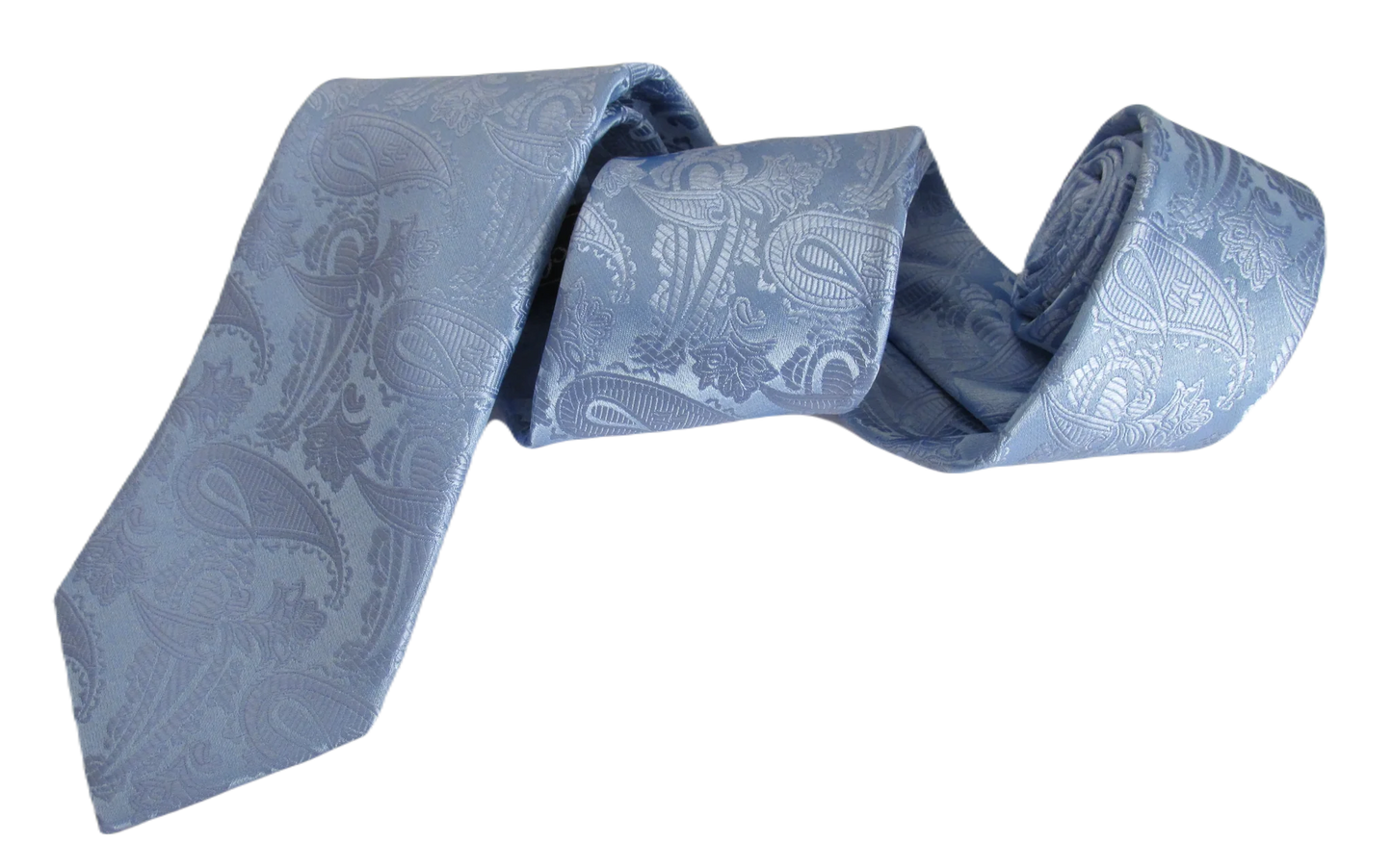 VAN BUCK Wedding Tie & Pocket Square - Sky Blue Paisley