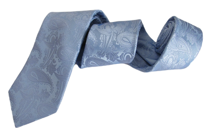 VAN BUCK Wedding Tie & Pocket Square - Sky Blue Paisley